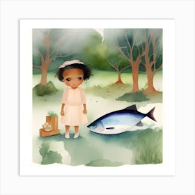 Little Girl With Fish Art Print