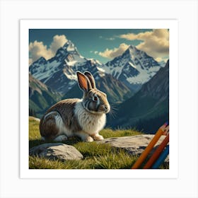 Rabbit In The Mountains 1 Art Print