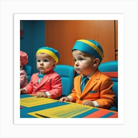 Three Babies In Suits Art Print