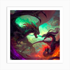 Battle Of The Dragons Art Print