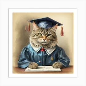 Graduation Cat 4 Art Print