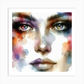 Watercolor Of A Woman'S Face 25 Art Print