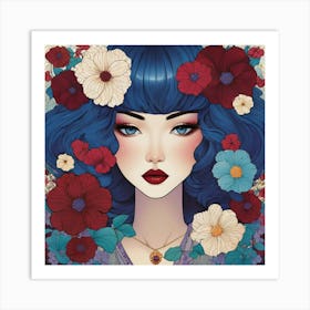 Asian Girl With Flowers 3 Art Print