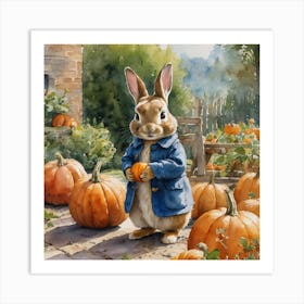 Peter Rabbit With Pumpkin Art Print