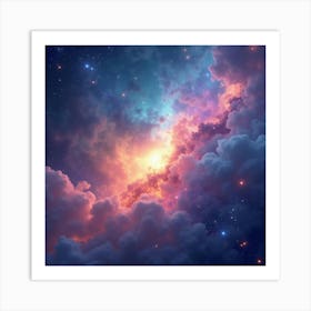 Colorful Watercolor Space With Ethereal Star Fields 1 Art Print