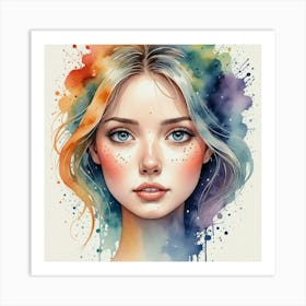 Watercolor Of A Girl 28 Art Print