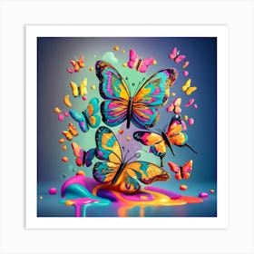 Lyan Colorful Paint Splash Glitter Cute Mari Art Print