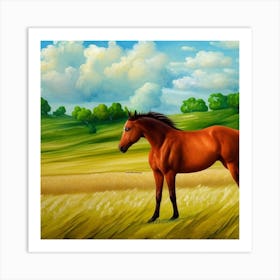 Horse In Field Art Print