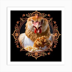 Chicken With Popcorn Art Print