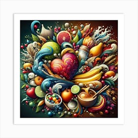 Colorful Fruits And Vegetables Art Print