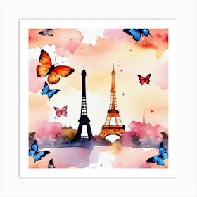 Paris With Butterflies 44 Art Print