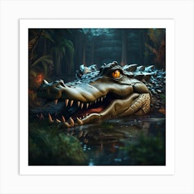 Alligator In The Jungle Art Print