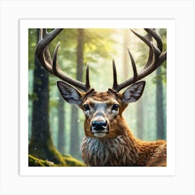 Deer In The Forest 84 Art Print