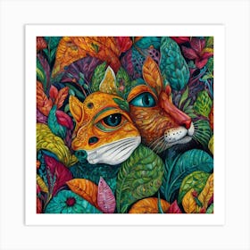 Fox And Cat 1 Art Print