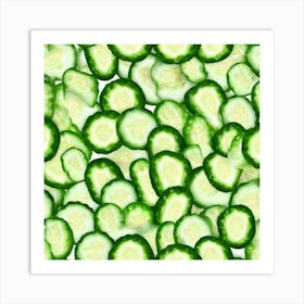 Cucumbers On White Background Art Print