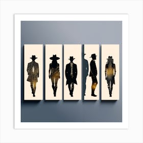 Boho Art Men silhouettes 2 Art Print