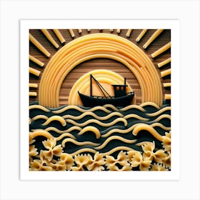 Pasta Boat At Sunset Art Print