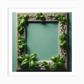 Picture Frame With Basil Leaves 1 Art Print