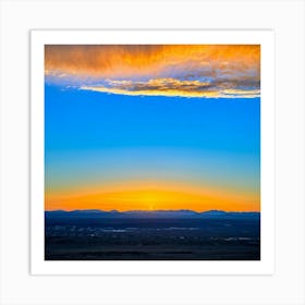 An Abstract Art Of The Stratosphere Where The Horizon Blurs The Line Between An Orange Sunrise And (2) Art Print