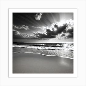 Black And White Beach Art Print