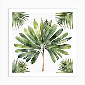 Green fan of palm leaves 4 Art Print