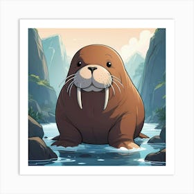 Cartoon Walrus Art Print