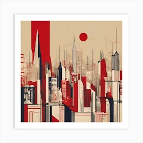 Two-Toned Geometric Cityscape Art Print