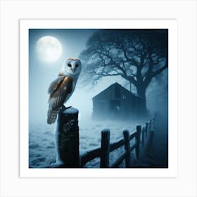 Barn Owl At Night 1 Art Print