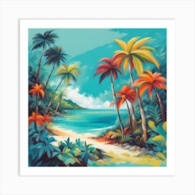 Palm Trees On The Beach 14 Art Print