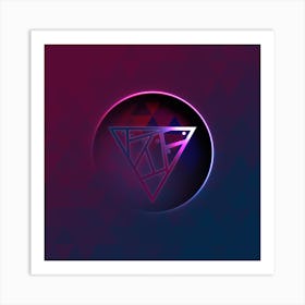 Geometric Neon Glyph on Jewel Tone Triangle Pattern 477 Art Print