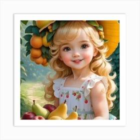 Little Girl With Fruit Art Print