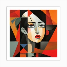 Cubism Shapes Asian Woman 04 Art Print