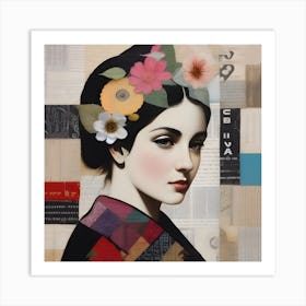 Collage of 'Asian Woman' Patchwork Art Print
