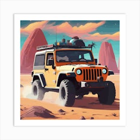 Jeep In Desert Art Print