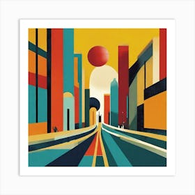 City Street, Geometric Abstract Art 1 Art Print