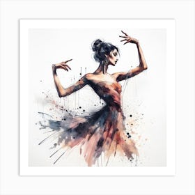 Watercolor Ballet Dancer #1 Art Print