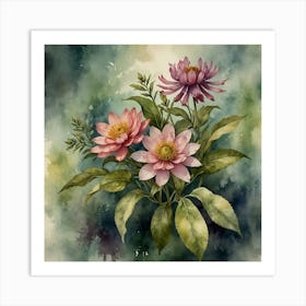 Watercolor Flowers 1 Art Print