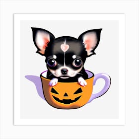 Chihuahua In A Pumpkin Cup Art Print