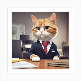 Cat In A Suit Art Print