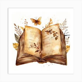 Open Book With Butterflies 6 Art Print