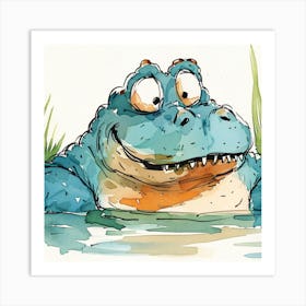 Friendly Cartoon Crocodile Art Print