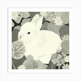 Cute Bunny - Black And White Art Print