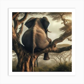 Elephant In The Tree Art Print