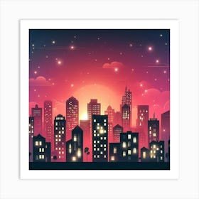 Cityscape At Night 2 Art Print