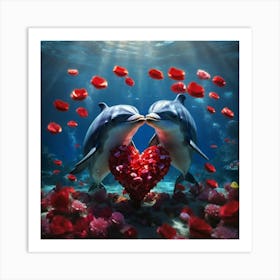 Dolphins Kissing Art Print