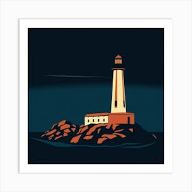 Lighthouse At Night 2 Art Print