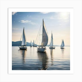 Sailboats On The Sea Art Print