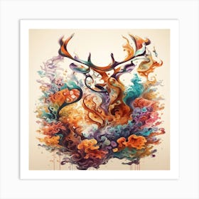 Deer the clouds 4 Art Print