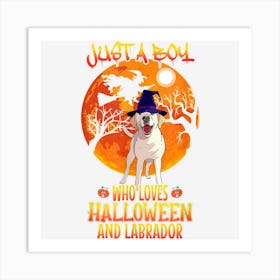 Just A Kid Who Loves Halloween Pumpkin And Dog Boy Art Print