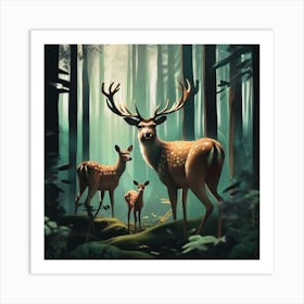 Deer In The Forest 43 Art Print